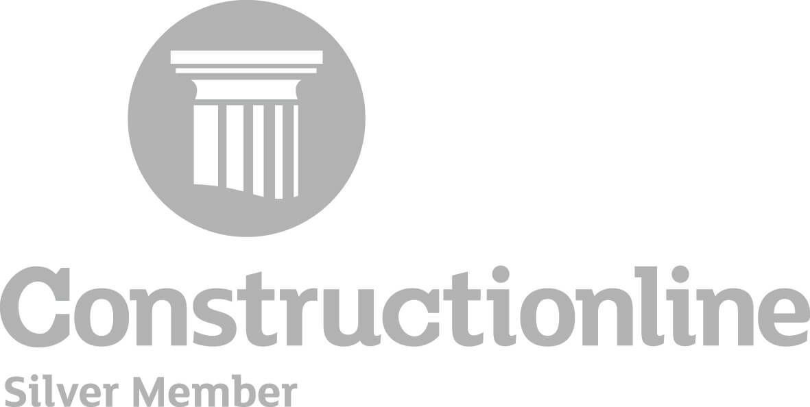 Constructionline Silver Member logo with gray pillar icon and text