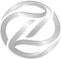 Logo stilizzato argentato a forma di “Z” all’interno di un emblema circolare su sfondo bianco