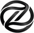 Logo astratto circolare in bianco e nero con una “Z” stilizzata e intrecciata
