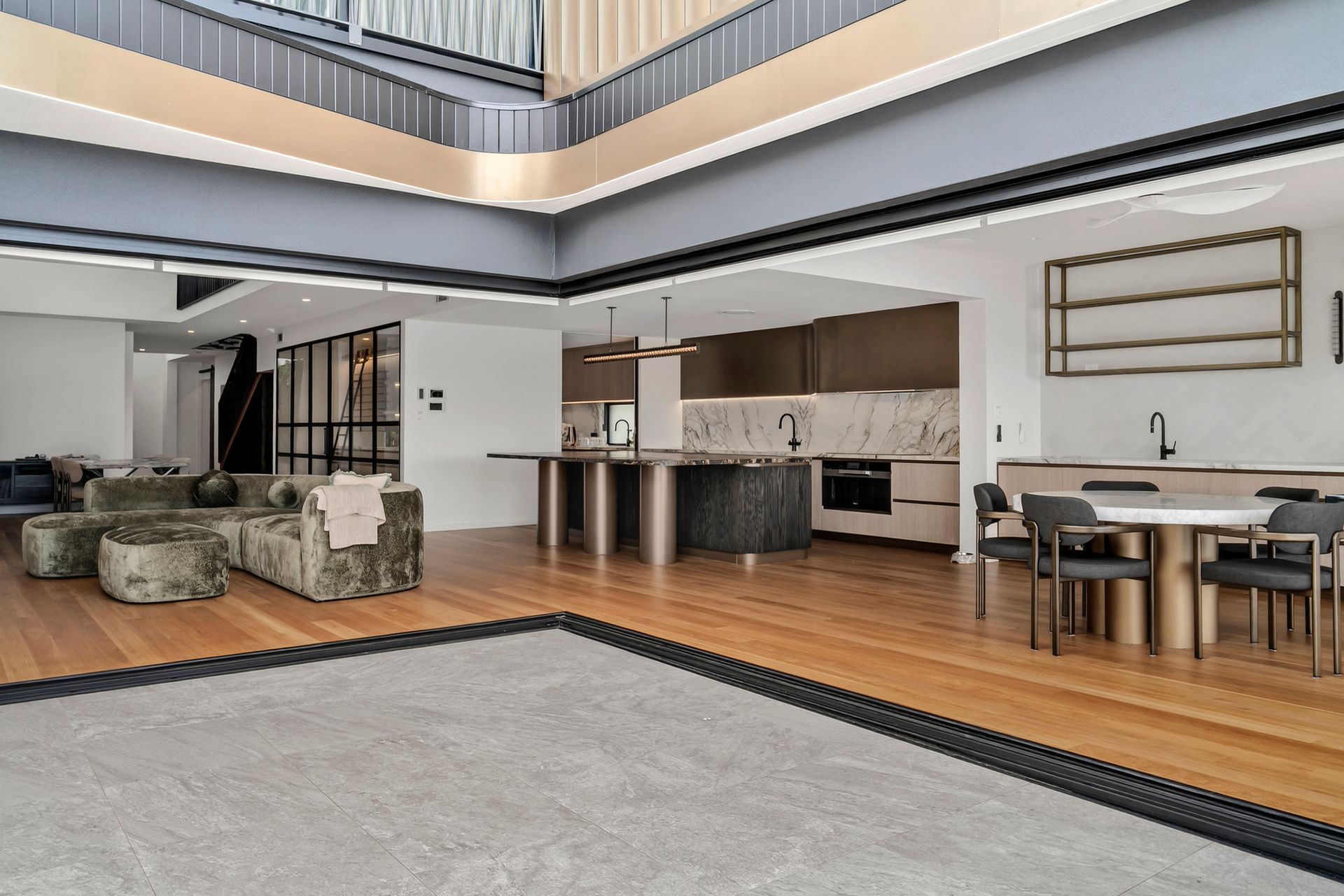A modern, open-plan living and dining space — PK4 Projects in Port Macquarie, NSW