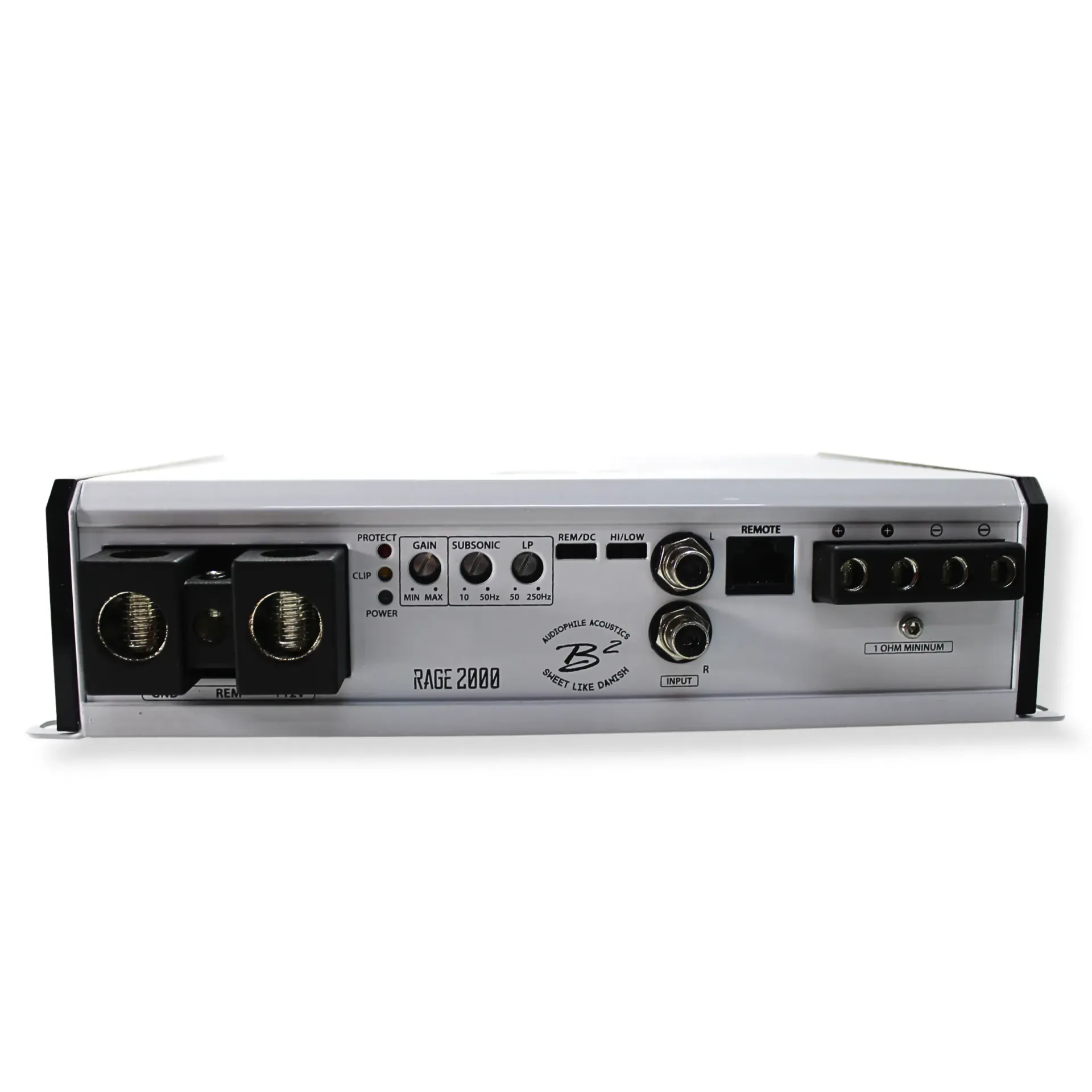 2000 Watt RMS 1 Ohm Klasse D Monoblock Versterker met Basregelaar RAGE-2000