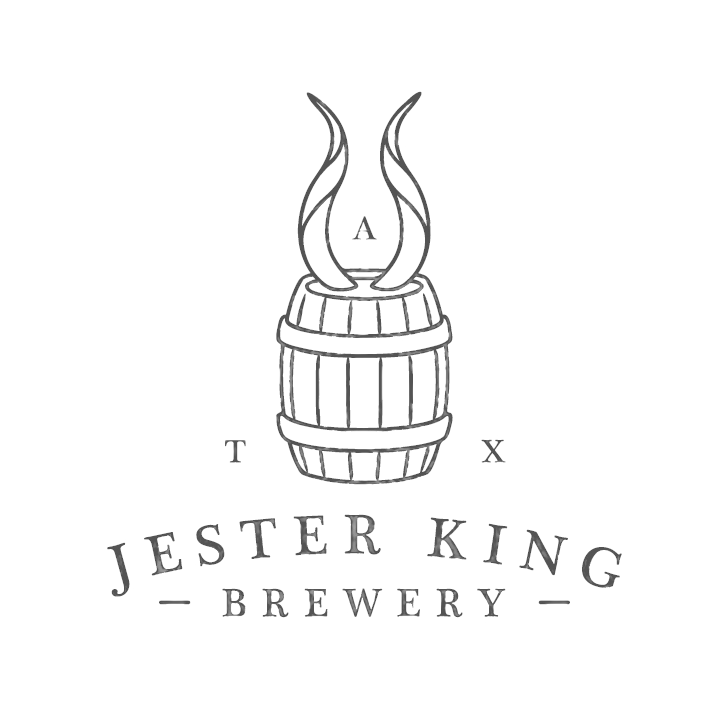 Jester King Brewery logo with a flaming barrel and the letters A, T, and X beneath it.