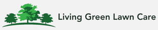 Living Green Lawn Care logo with green trees and grass icon on a light background