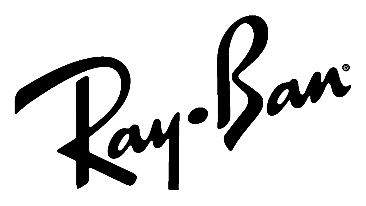 Ray-Ban logo in black cursive script. The word "Ray" is followed by a period and the word "Ban".