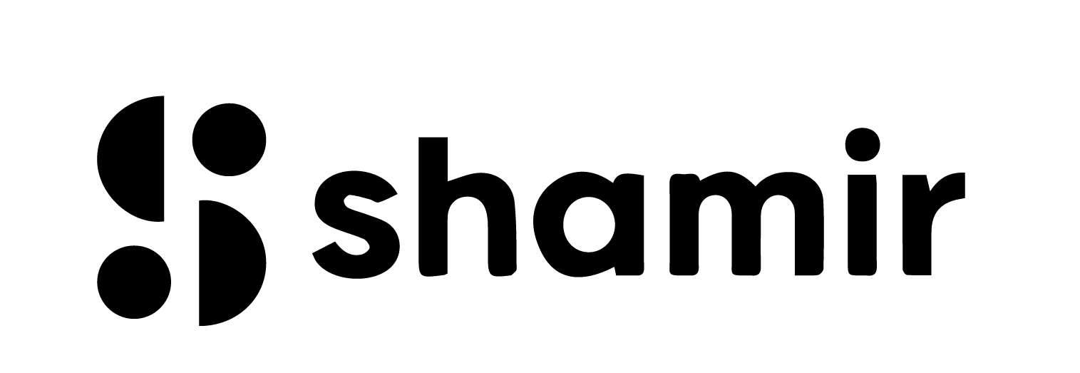 Shamir logo: black stylized symbol alongside the word 