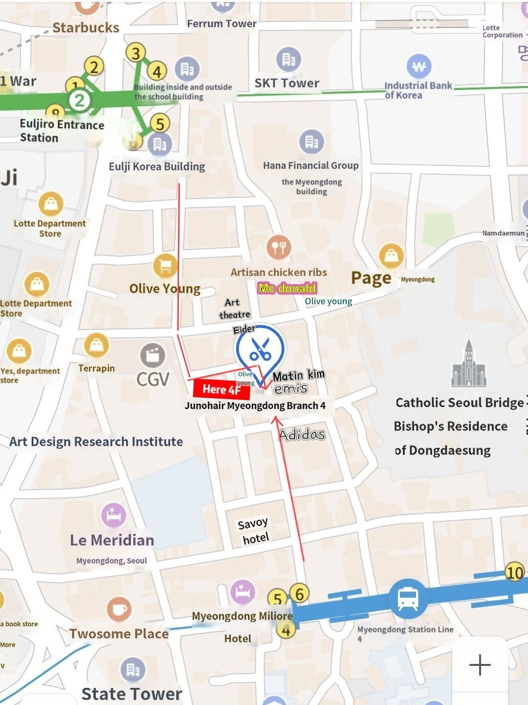 Myeongdong area map