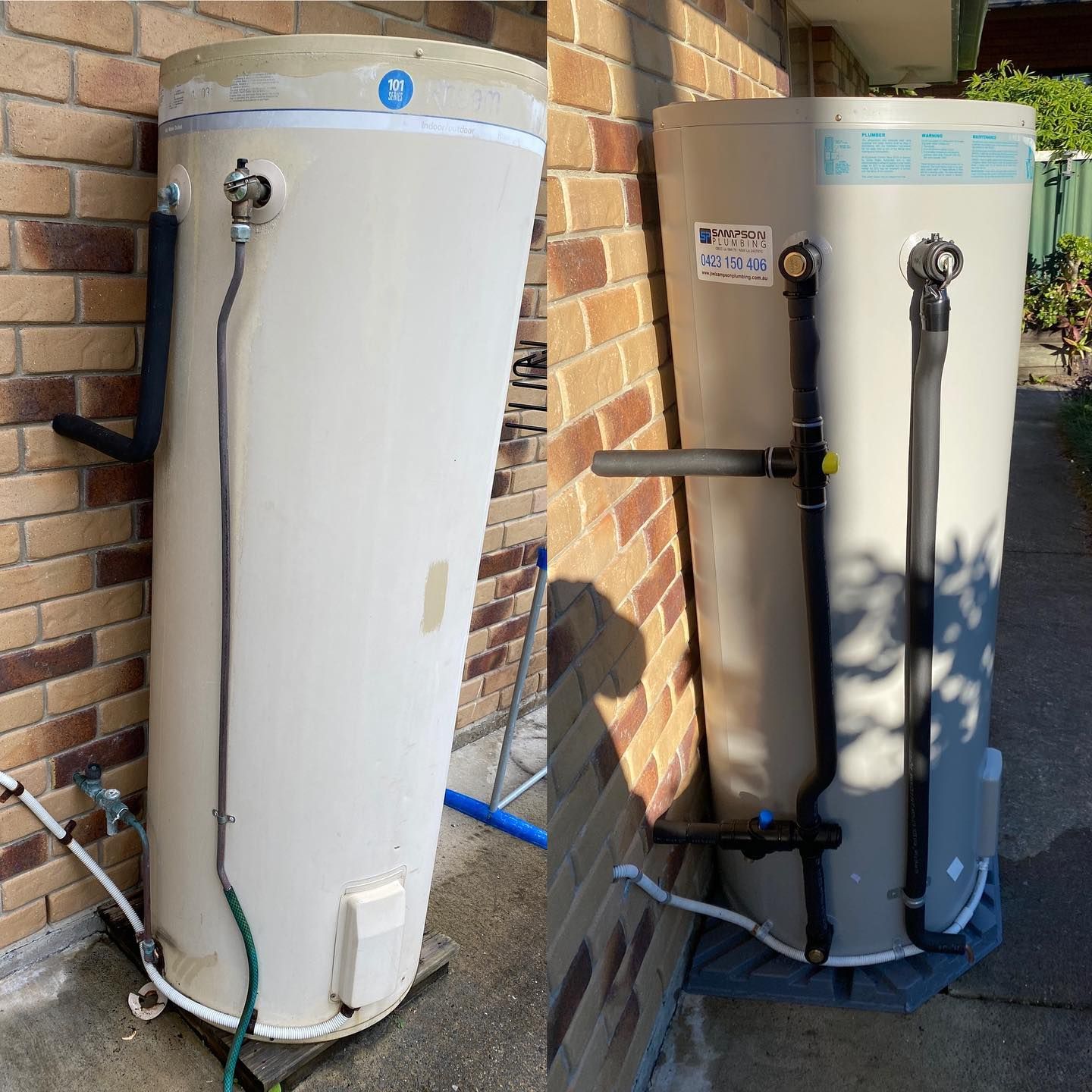 Two Water Heaters Are Sitting Next To Each Other — Sampson Plumbing Pty Ltd In Kingscliff, NSW