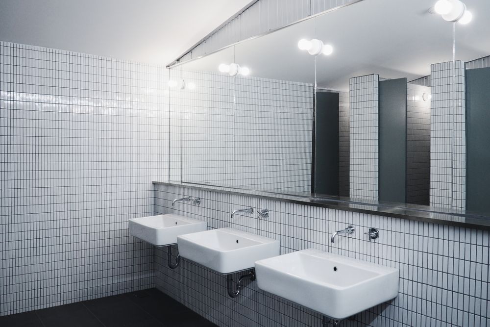Tiled Bathroom With Three Sinks — Sampson Plumbing Pty Ltd In Casuarina, NSW