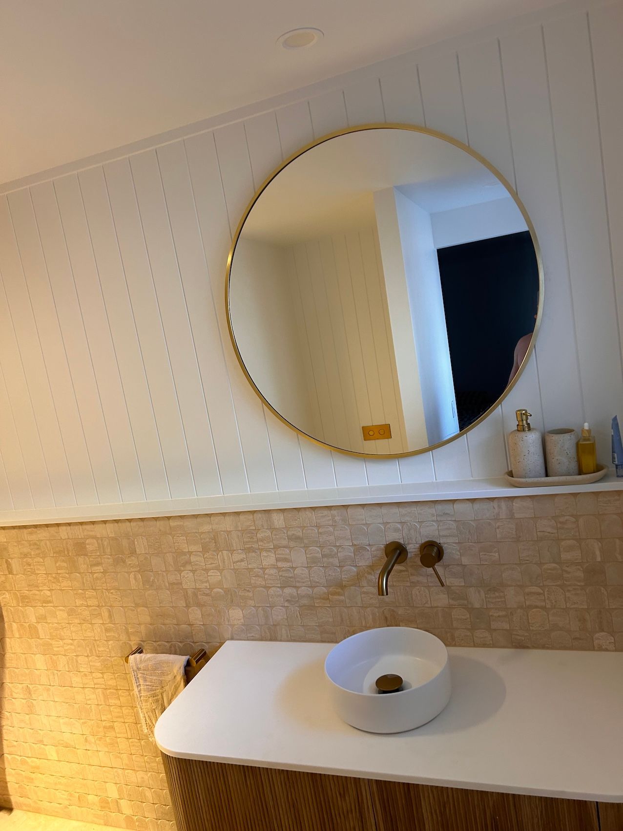 A Round Mirror In A Renovated Bathroom — Sampson Plumbing Pty Ltd In Kingscliff, NSW