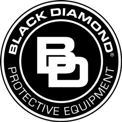 A black and white logo for black diamond protective equipment.