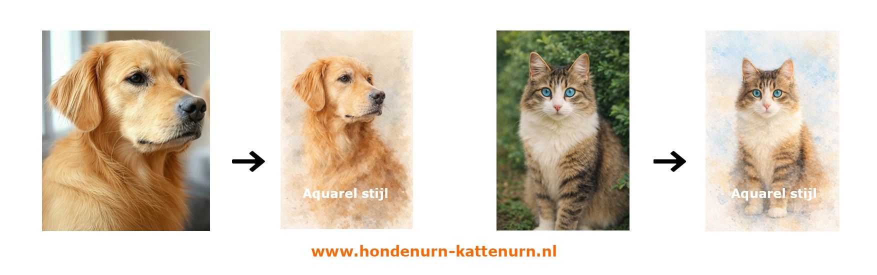 Urn met foto in bewerkte stijl als aquarel schilderij