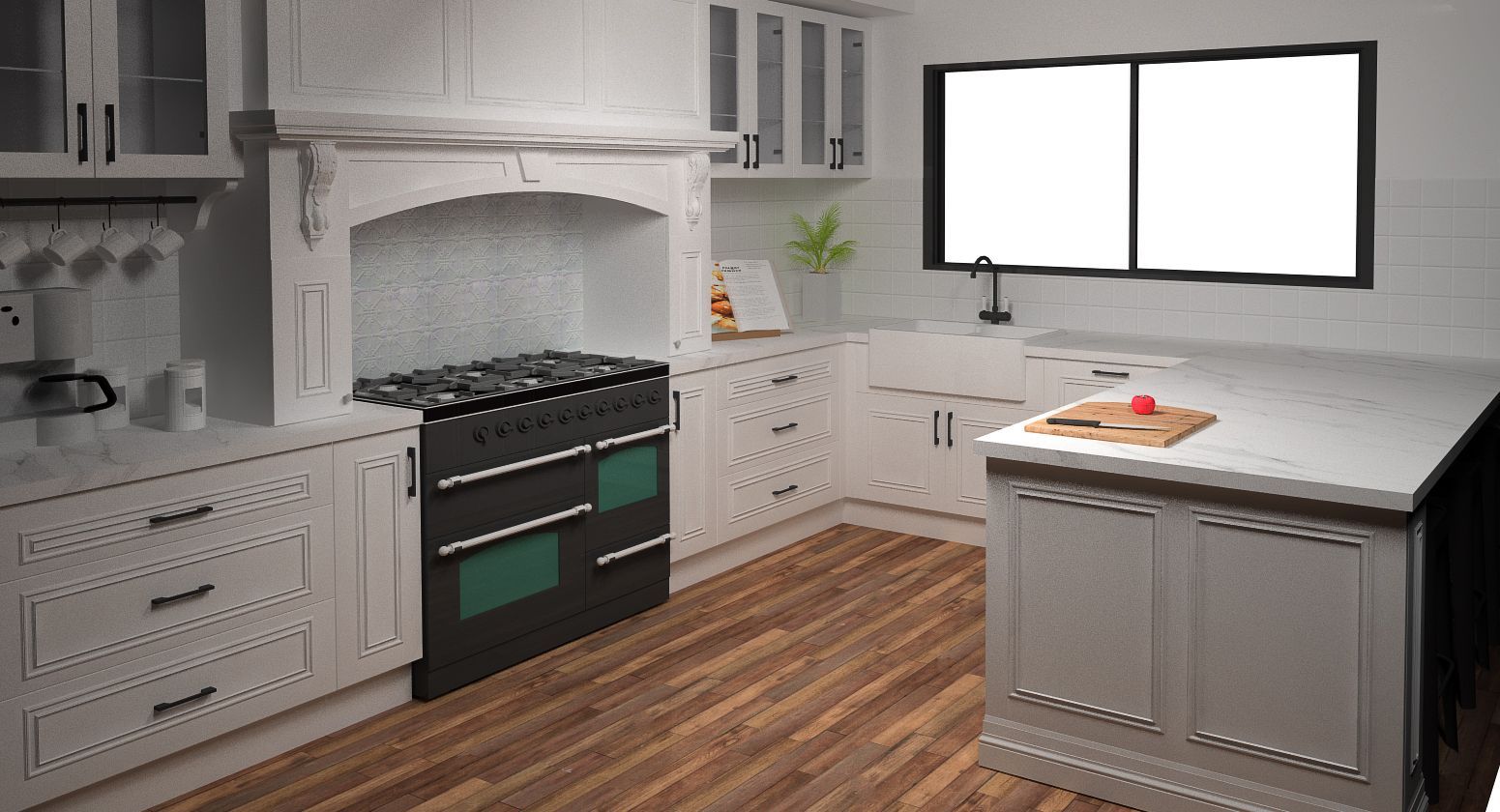 3D Design of White Kitchen — Shepparton VIC — KitchenWise