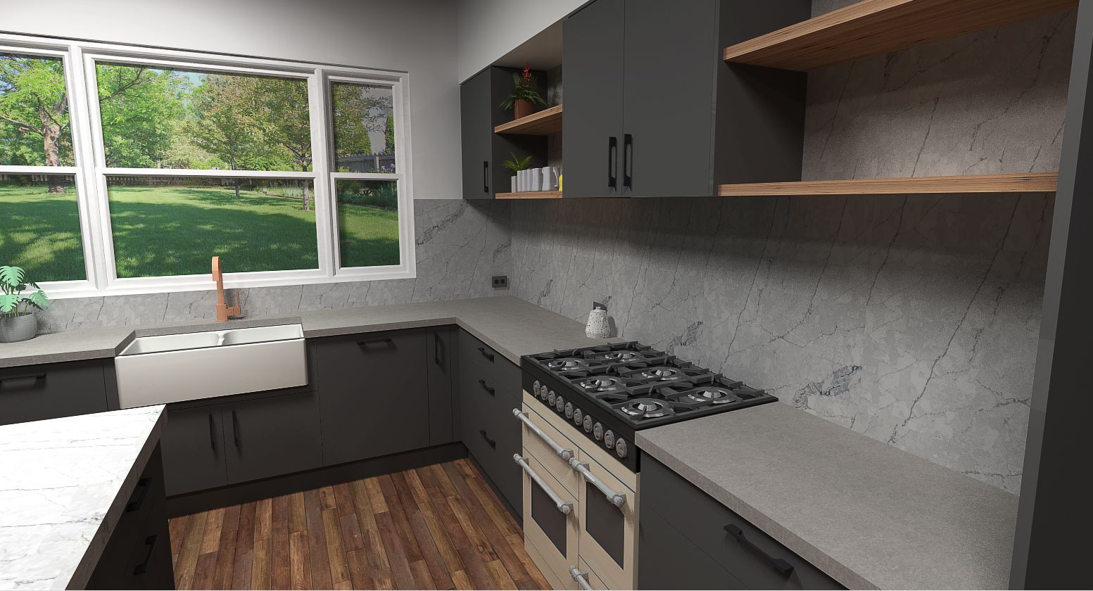 3D Kitchen with Gas Range — Shepparton VIC — KitchenWise