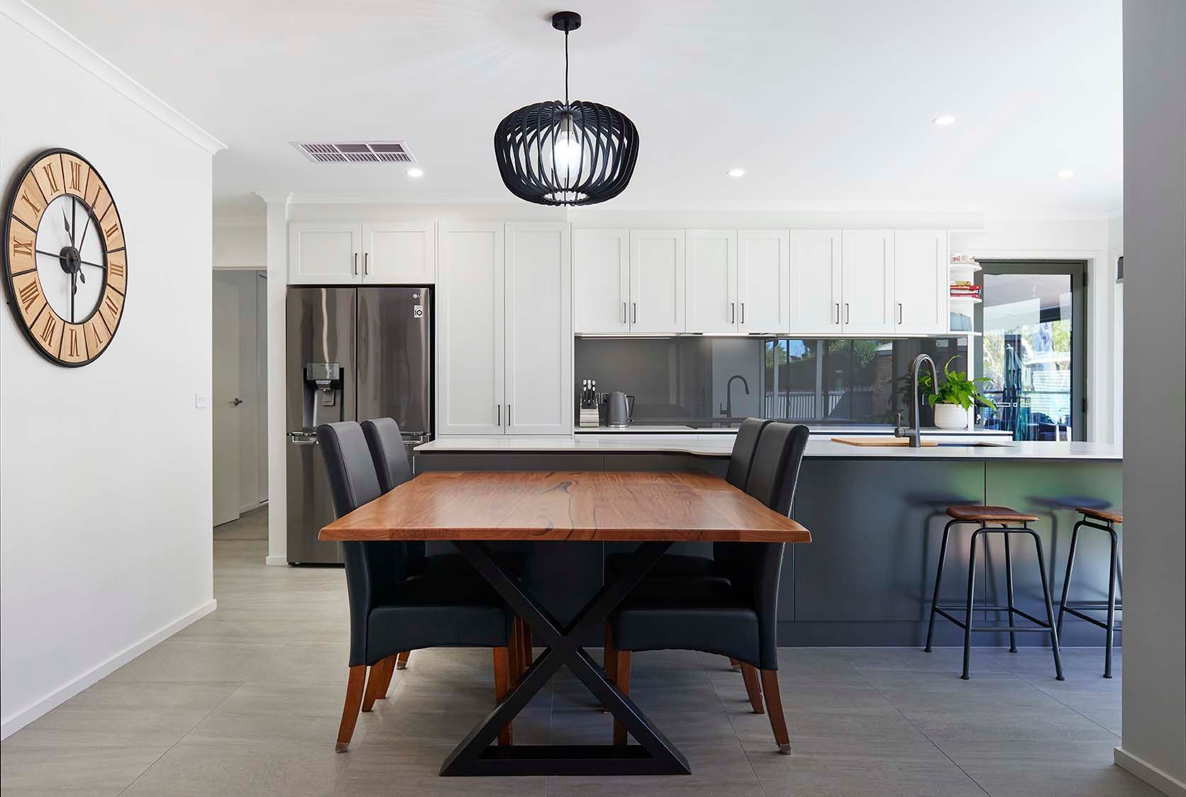 island kitchen with table attached
