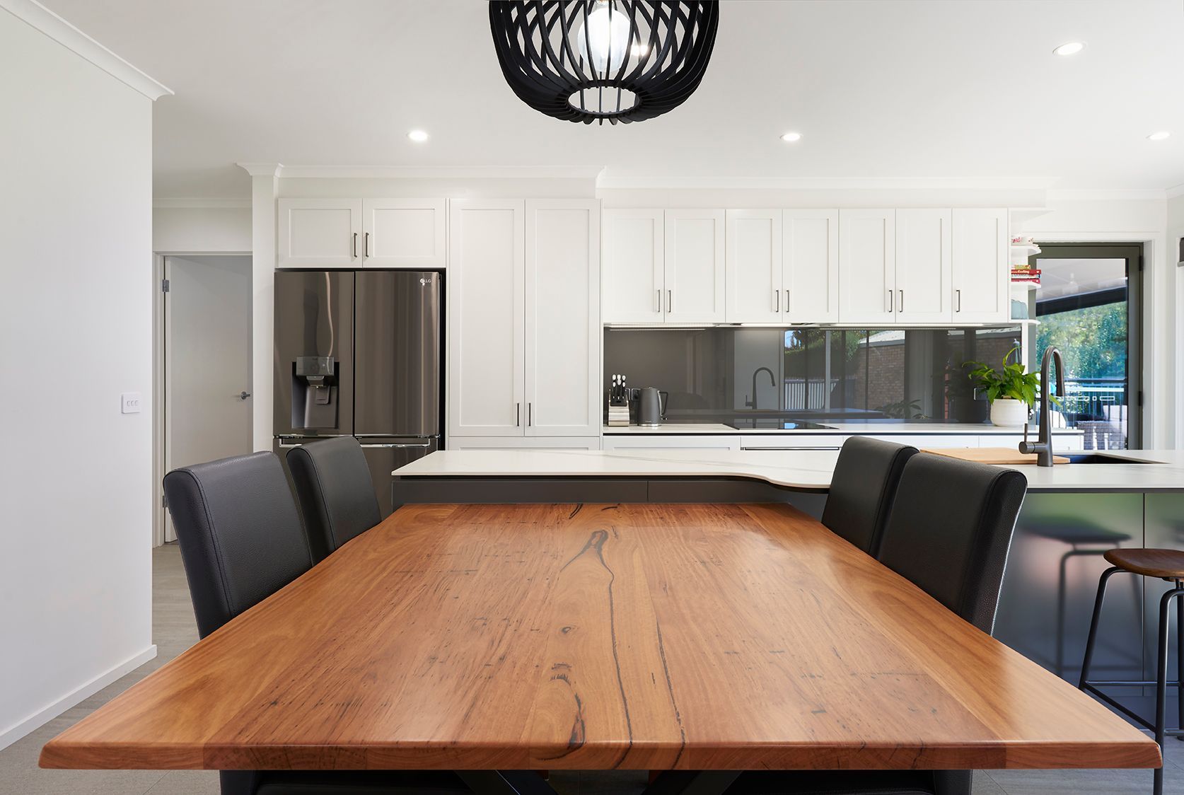 island kitchen with table attached