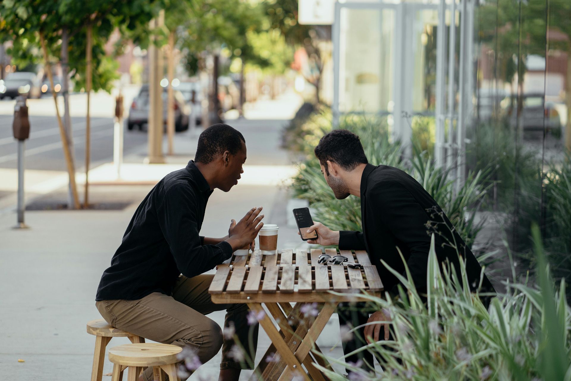 two guys at table