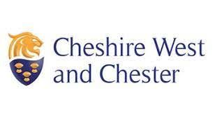 the logo for cheshire west and chester has a lion on it .