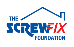 a blue and red logo for the screwfix foundation
