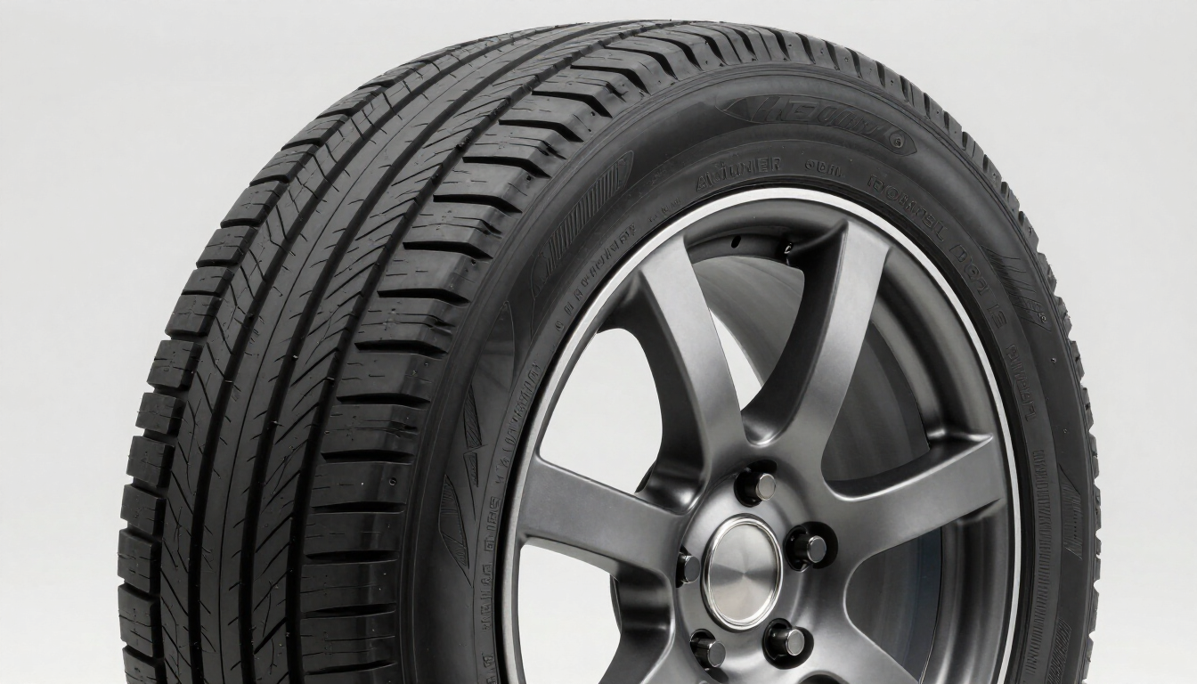 Driver comparing wheels and winter tires in a Canadian tire shop