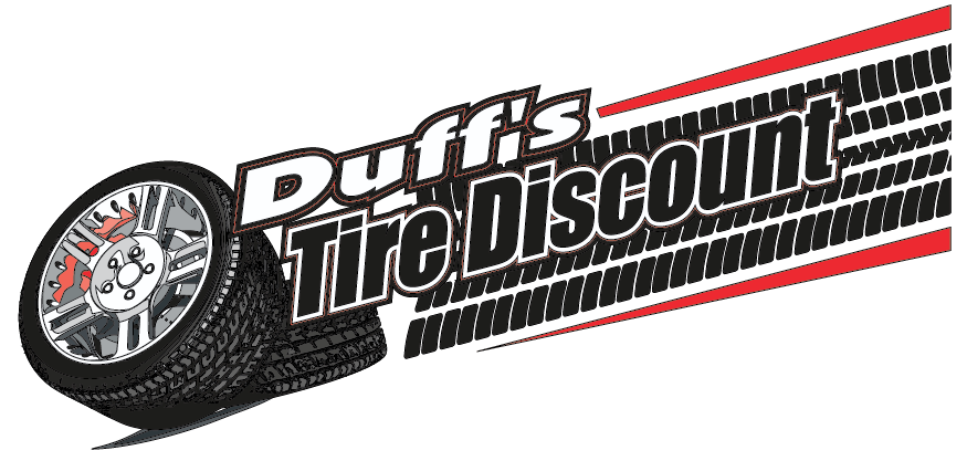 A tire with the words duff 's tire discount on it