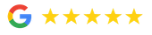 Google logo with five gold stars rating