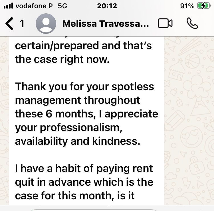 A screenshot of a text message from melissa traversa