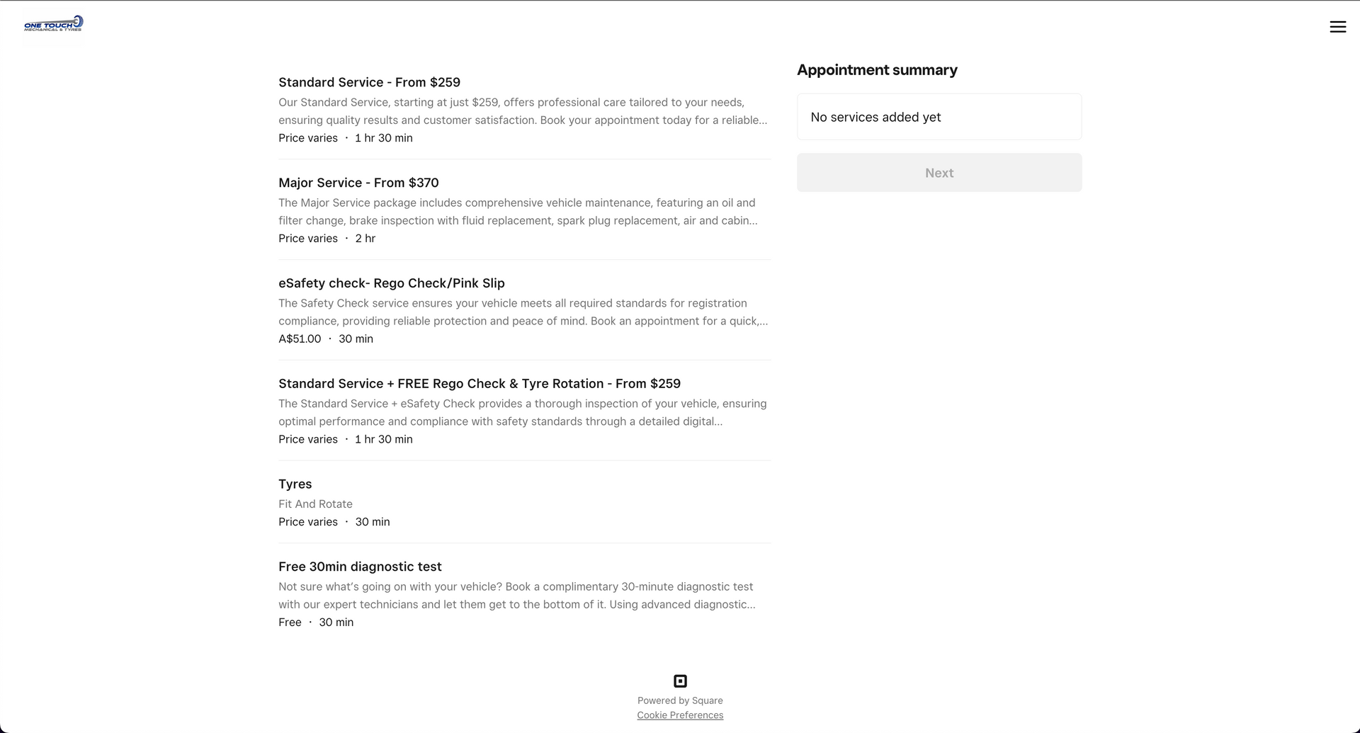 Screenshot from how to book online