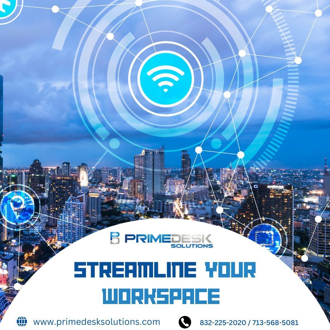Cityscape with digital overlay, Wi-Fi symbol, and text 