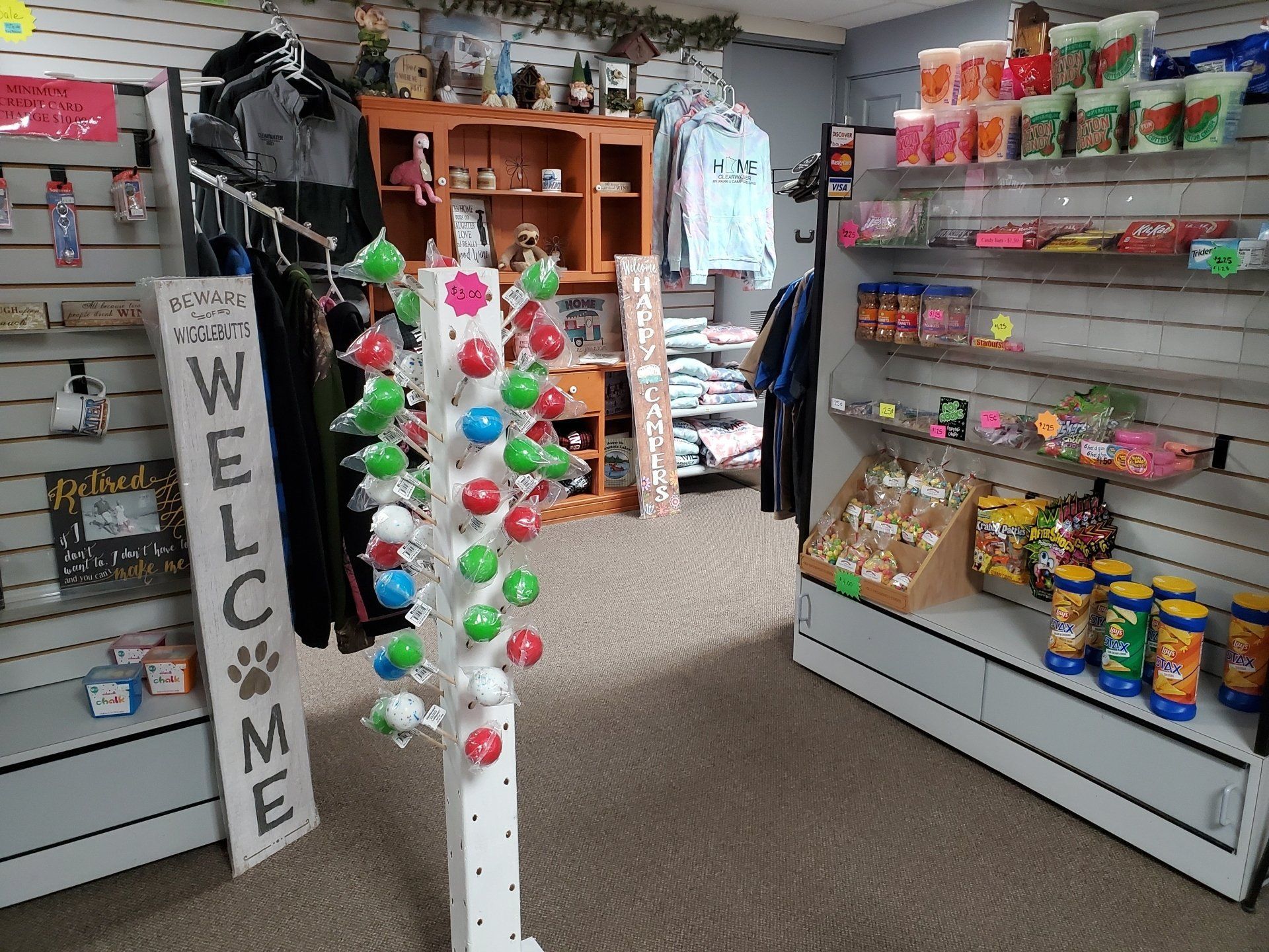 There is a welcome sign in the middle of the room.