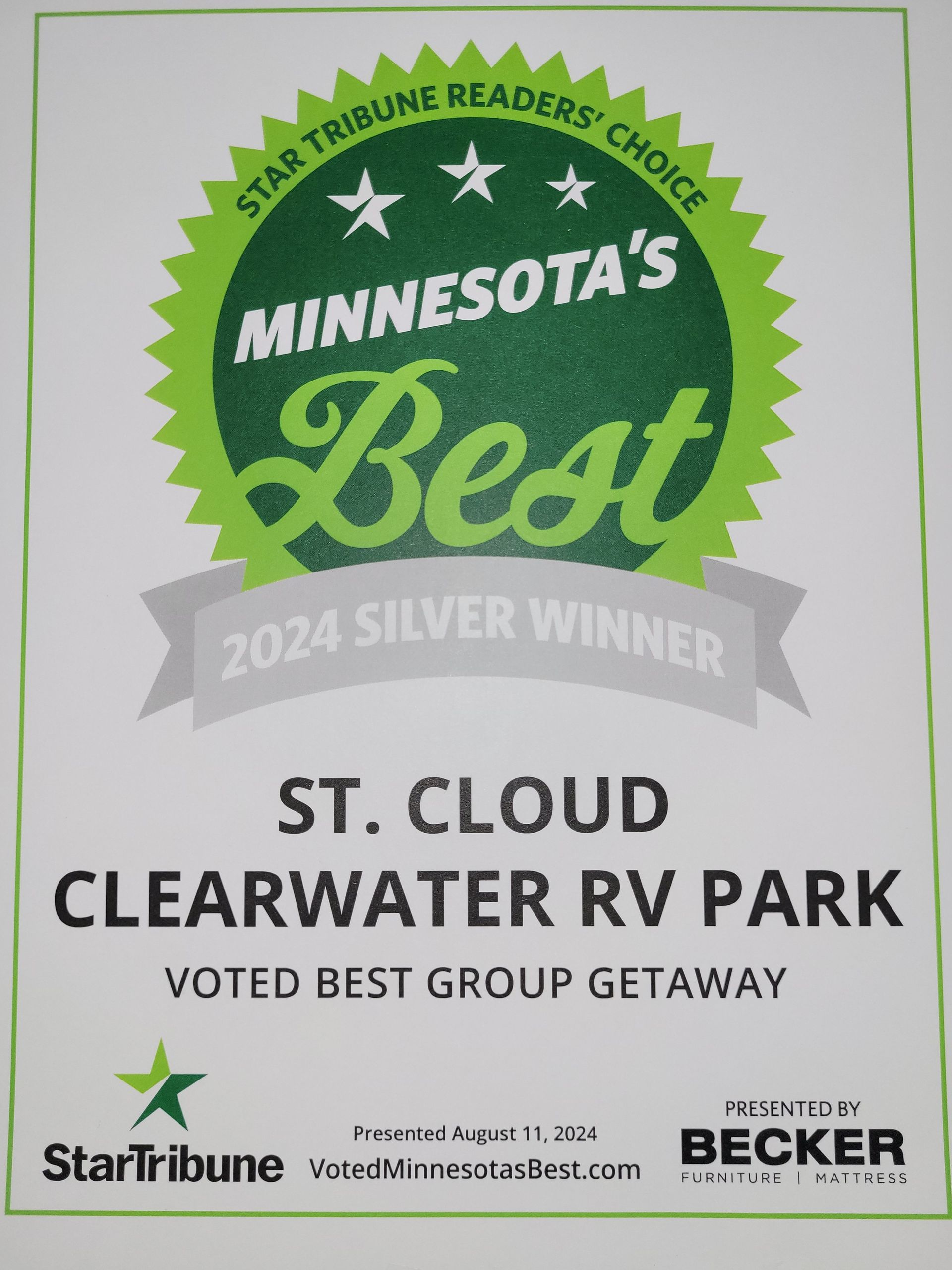 A star tribune readers choice award for st cloud clearwater rv park