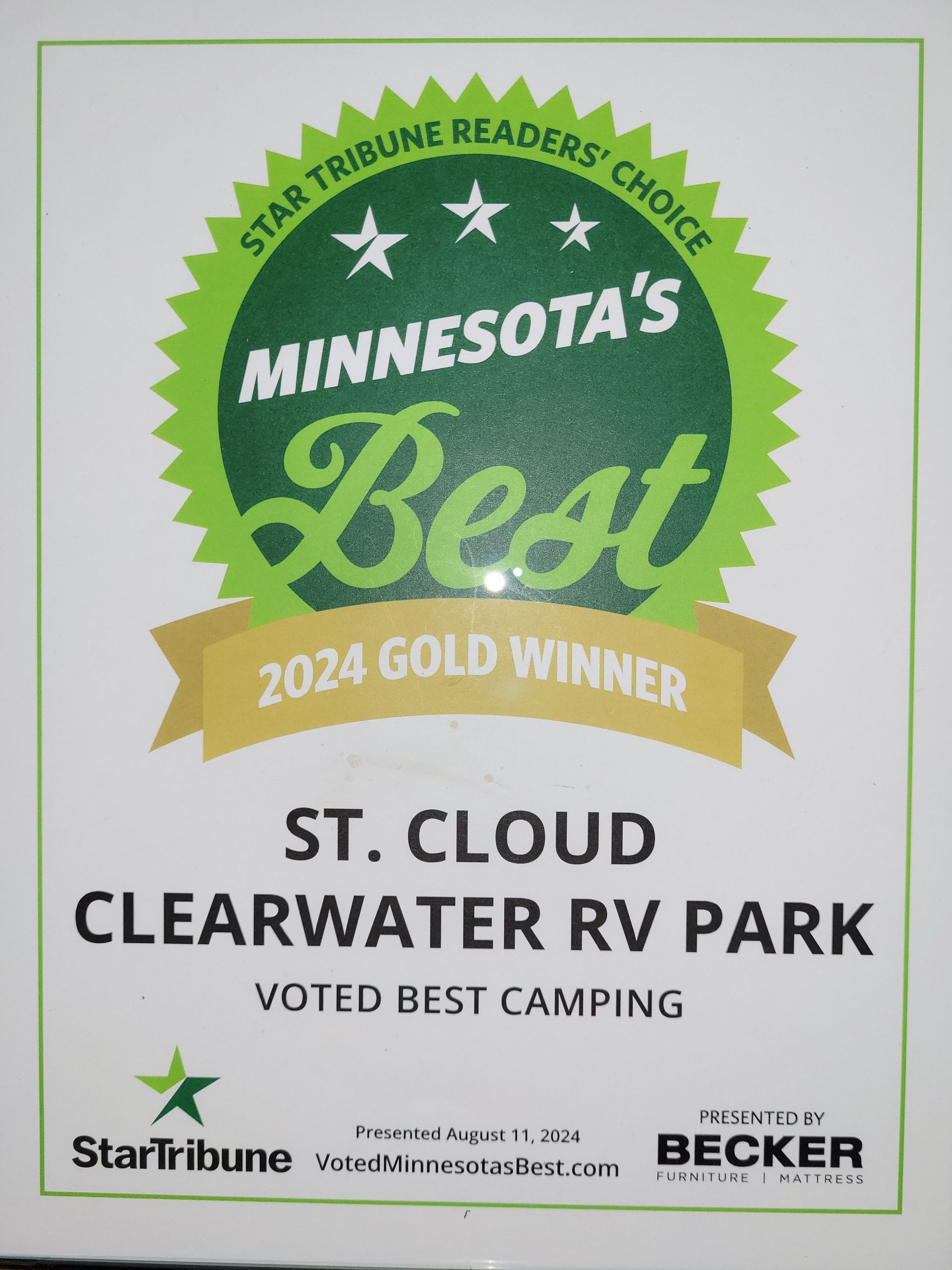 St cloud clearwater rv park was voted best camping in minnesota
