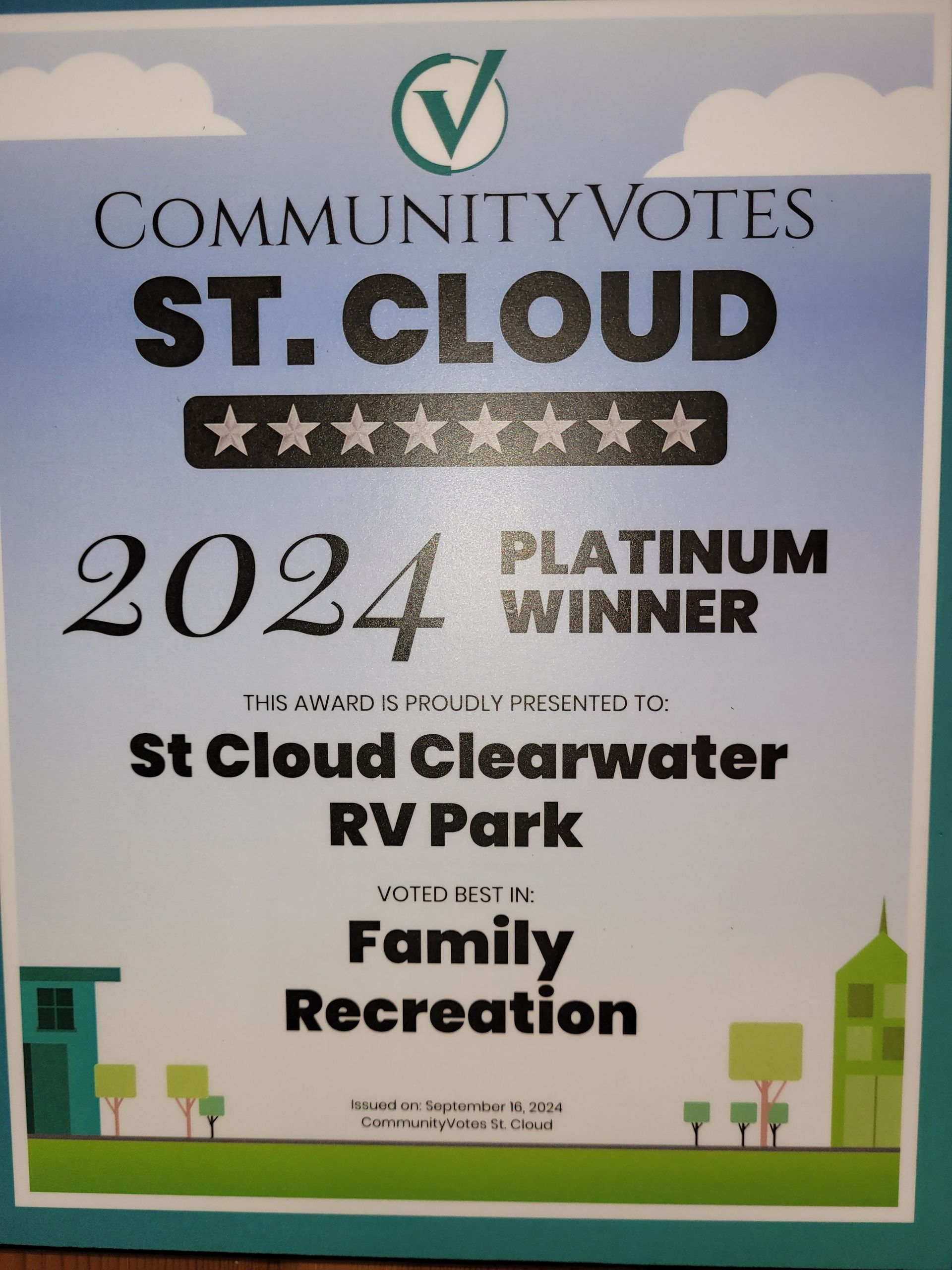 Community votes st cloud 2024 platinum winner st cloud clearwater rv park