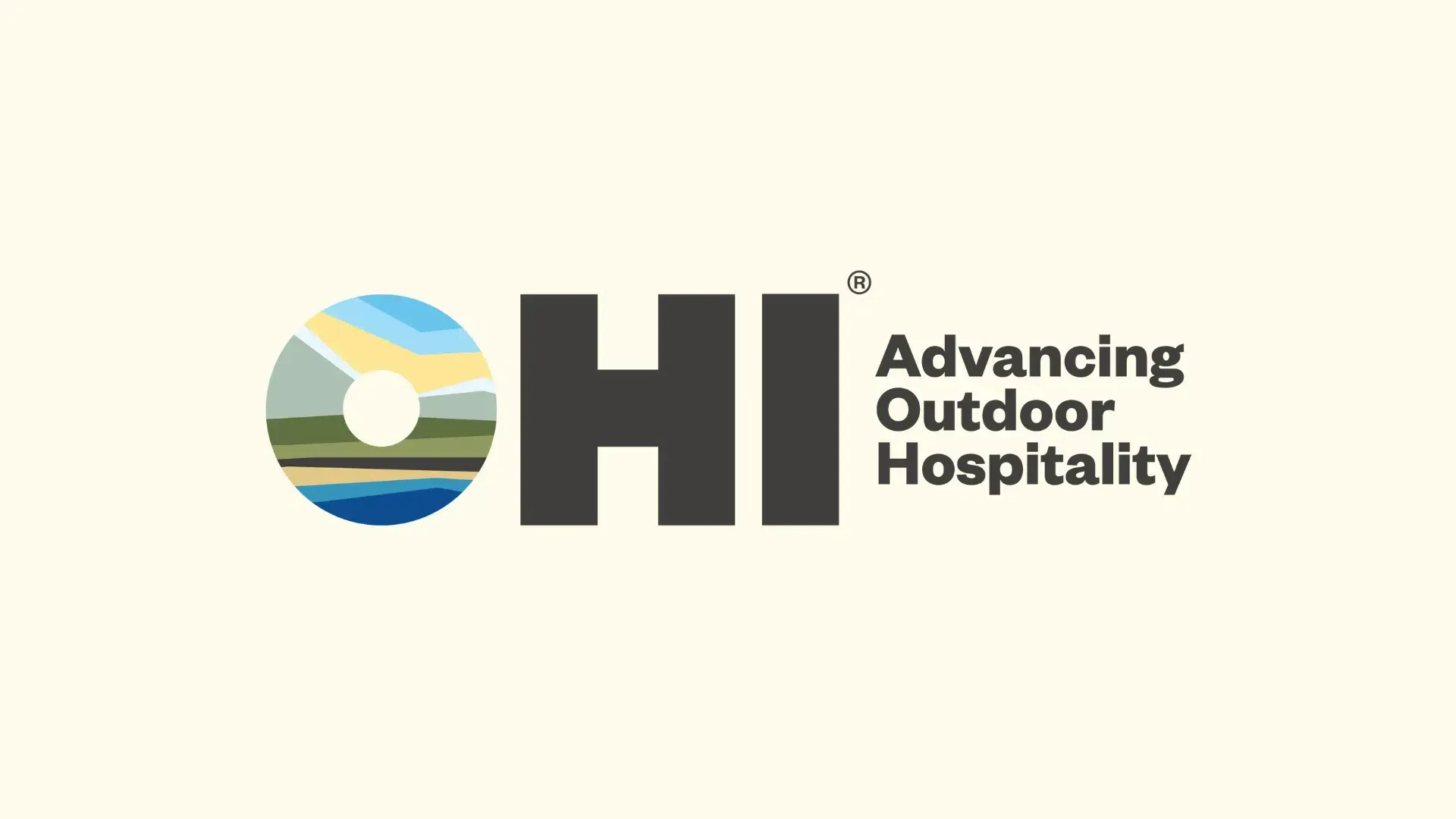 The logo for advancing outdoor hospitality is on a white background.