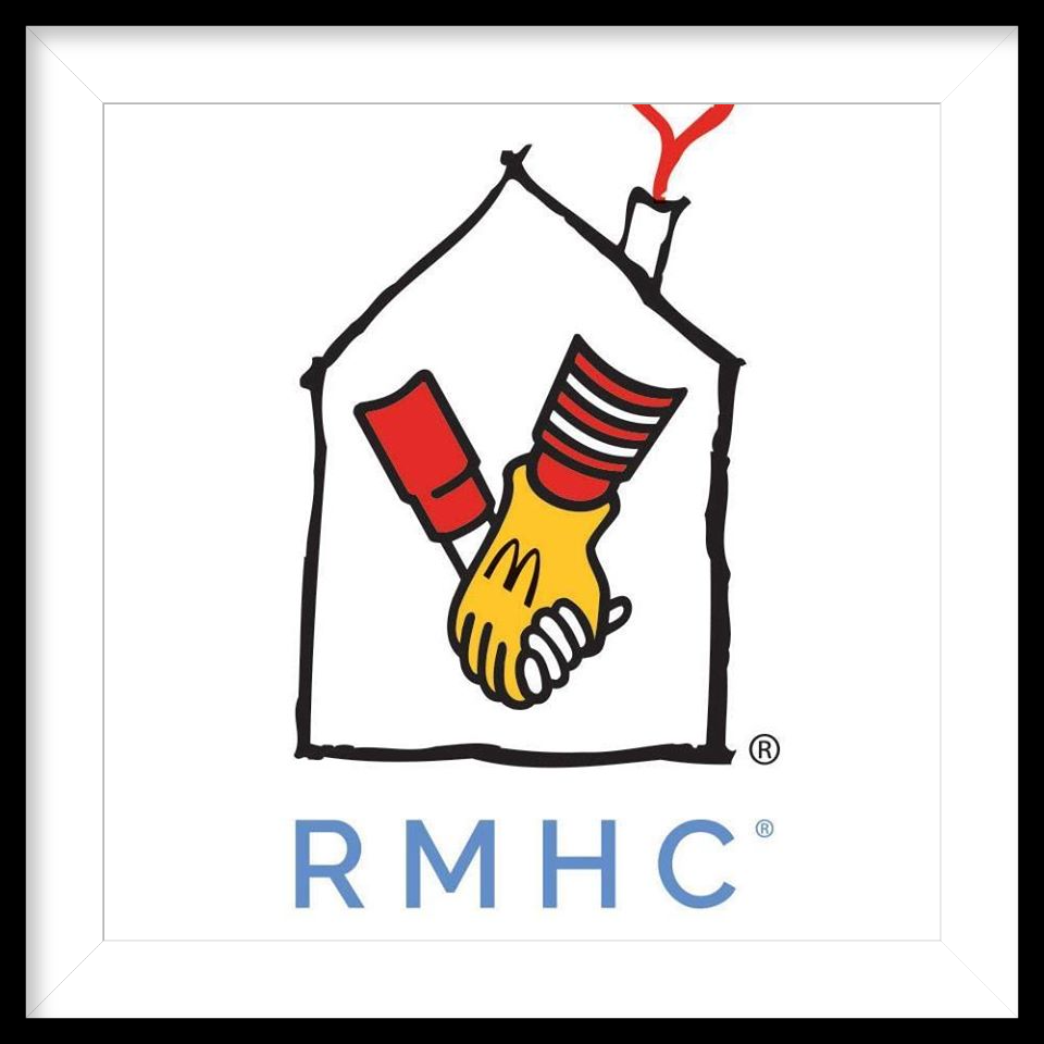 A logo for rmhc shows two hands shaking in front of a house