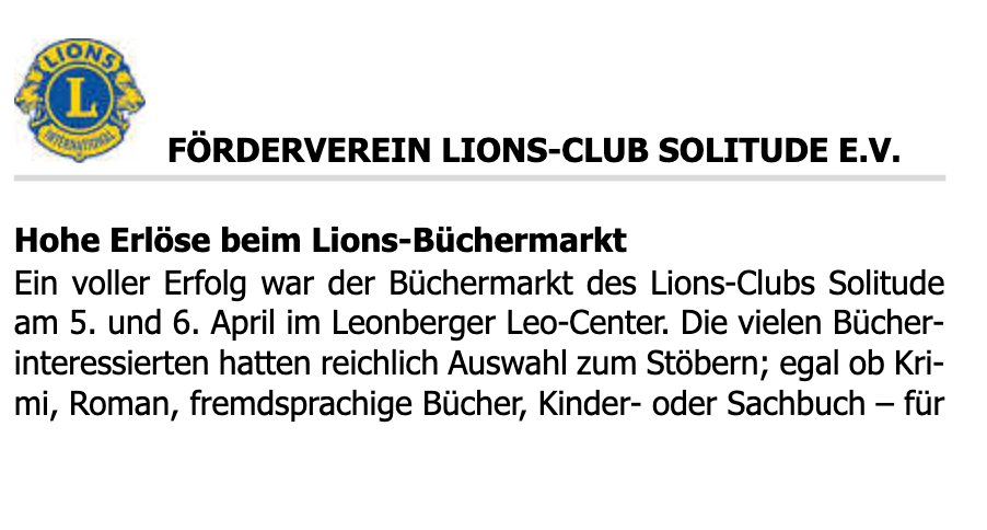 Ein Lions Club-Logo befindet sich auf weißem Hintergrund