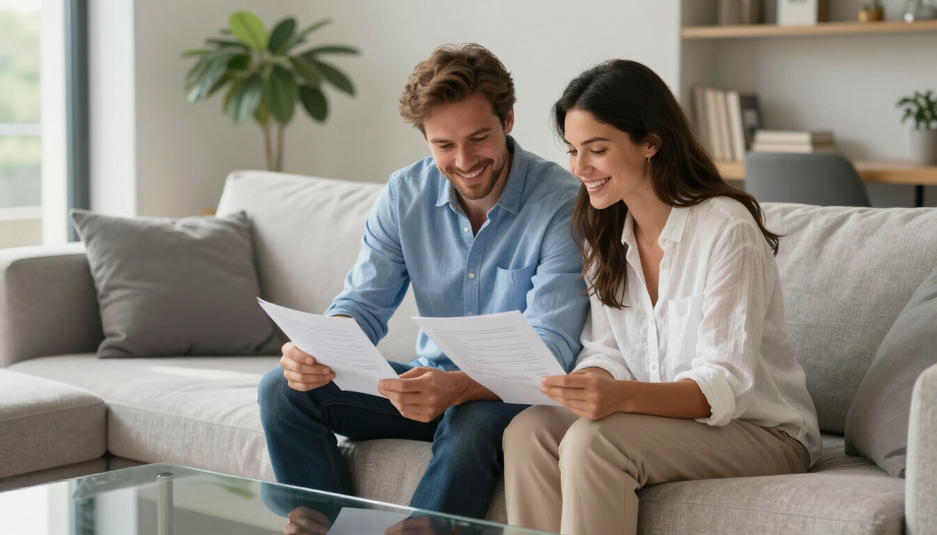 Couple reviewing paperwork
