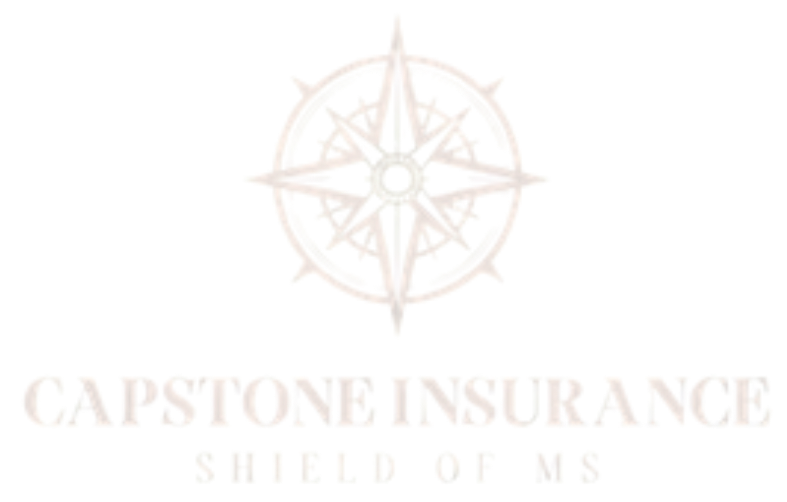 Pale beige compass logo above the text “CAPSTONE INSURANCE” and “SHIELD OF MS” on a white background