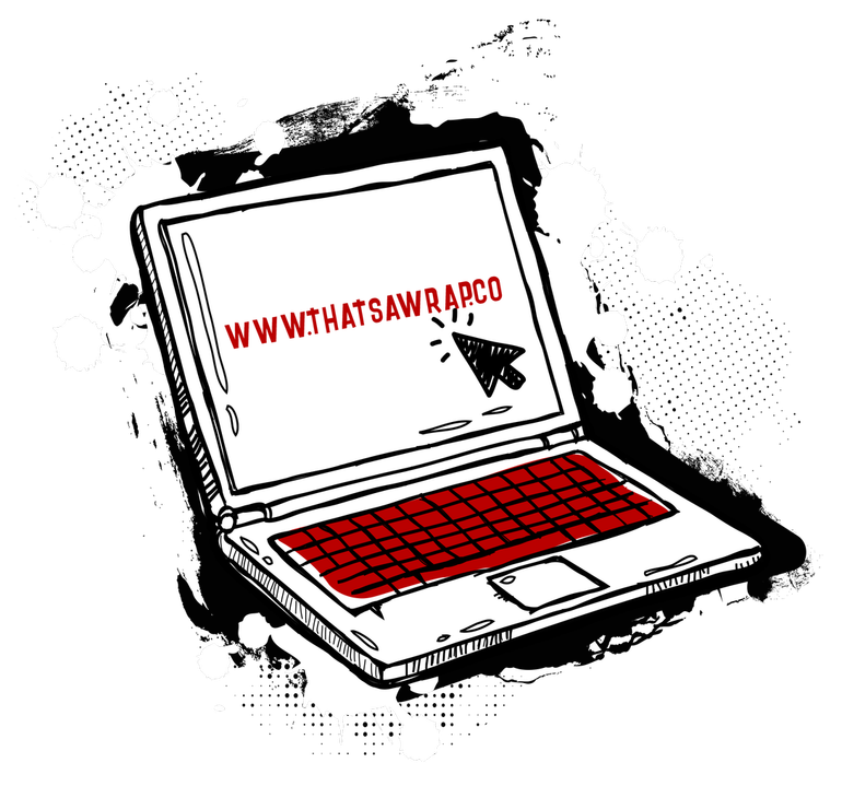Stylized laptop with red keyboard and screen displaying “www.ataswarraco,” on a white background.