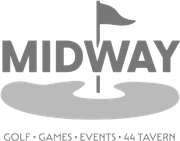 Midway Golf, Games, Events and 44 Tavern logo with a golf flag over a putting green