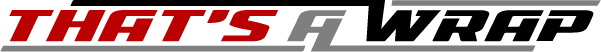 Red and gray “THAT’S A WRAP” logo on a transparent background