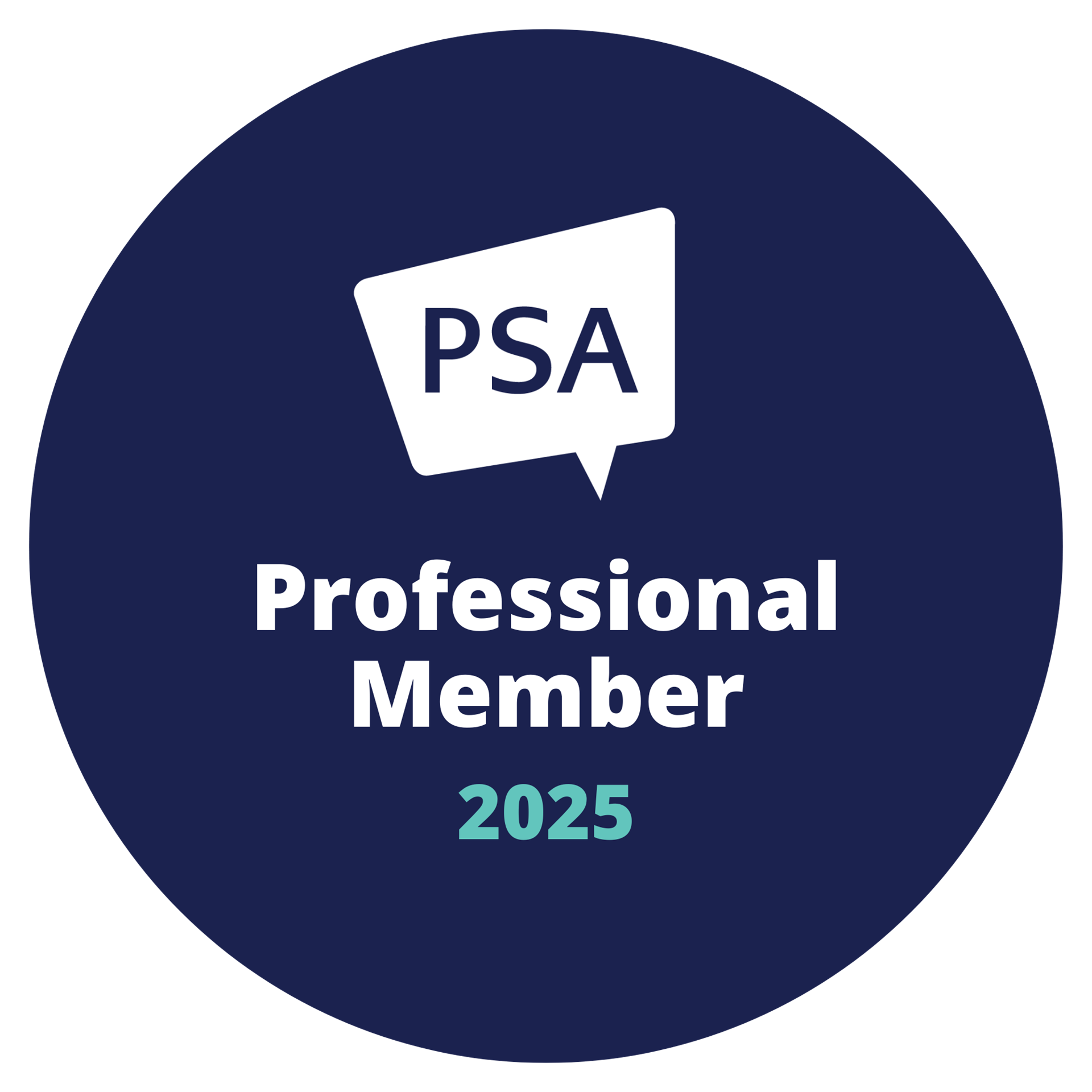 Professional Member PSA 2025 badge in blue and white