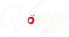 La scritta "Voglia di..." in un carattere corsivo bianco, con una piccola mela rossa al posto della lettera "o".