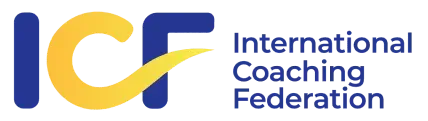 ICF logo: Blue letters