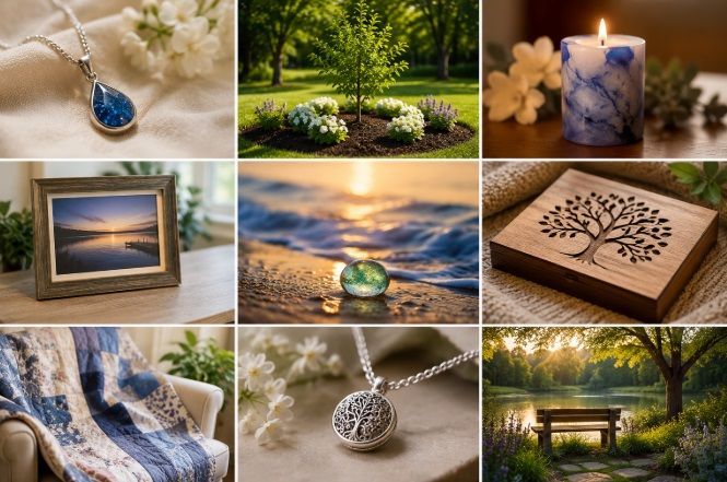 Memorial keepsakes, garden tributes representing cremation services in Biddeford, ME