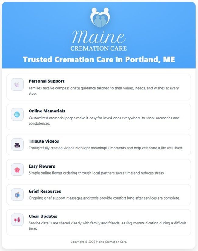 Trusted cremation care in Portland, ME infographic