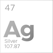 Periodic table tile for silver (Ag), atomic number 47, atomic mass 107.87.