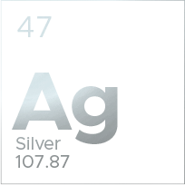 Periodic table tile for silver (Ag), atomic number 47, atomic mass 107.87.