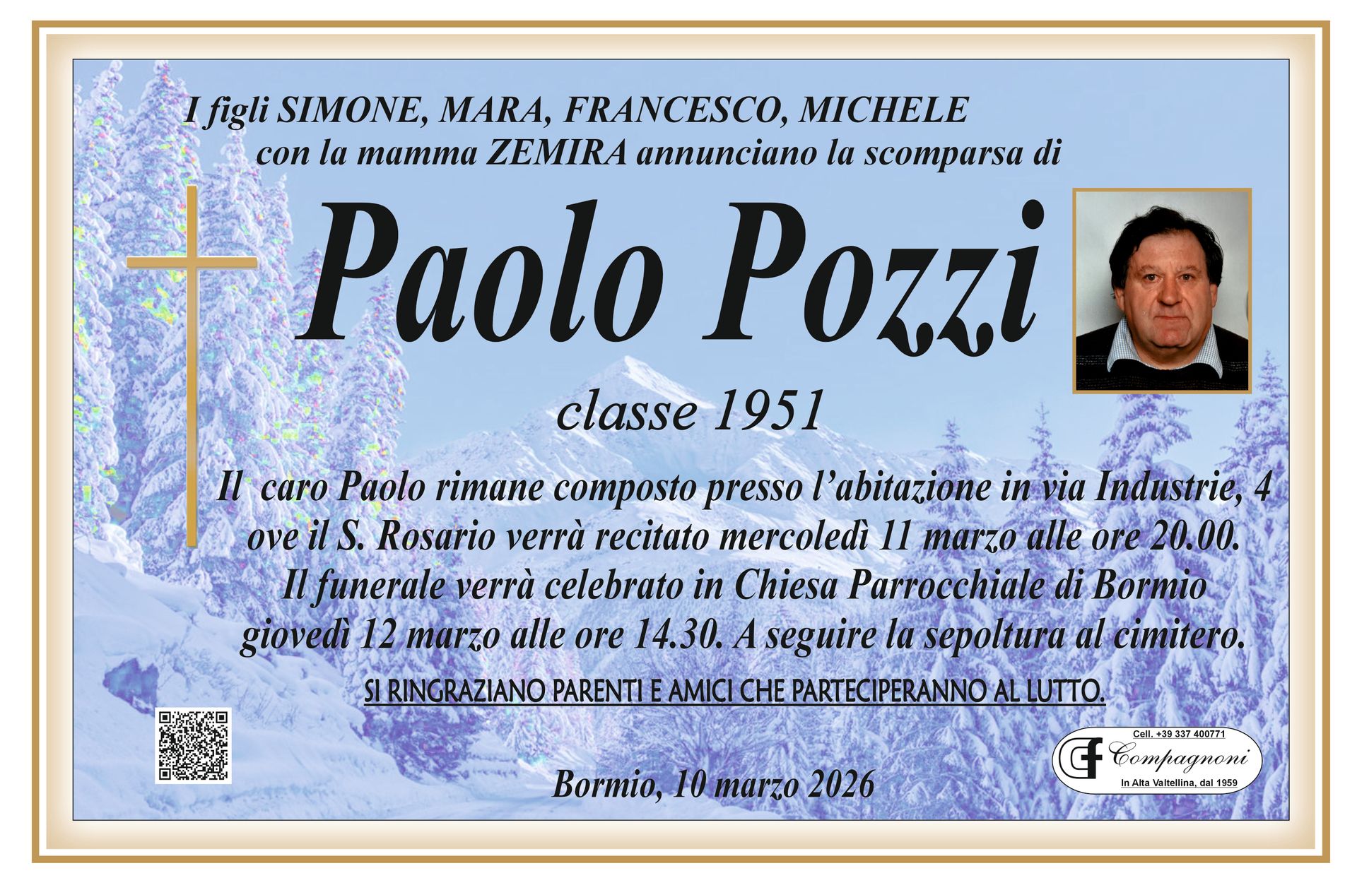 Una foto di un uomo con il nome Pietro Schenhauser sopra