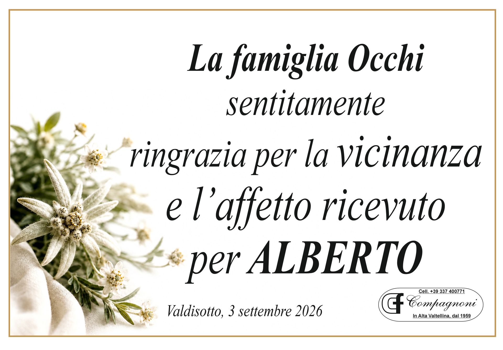 Un biglietto funebre per annamaria sacchi con la foto di una donna in un letto d'ospedale.