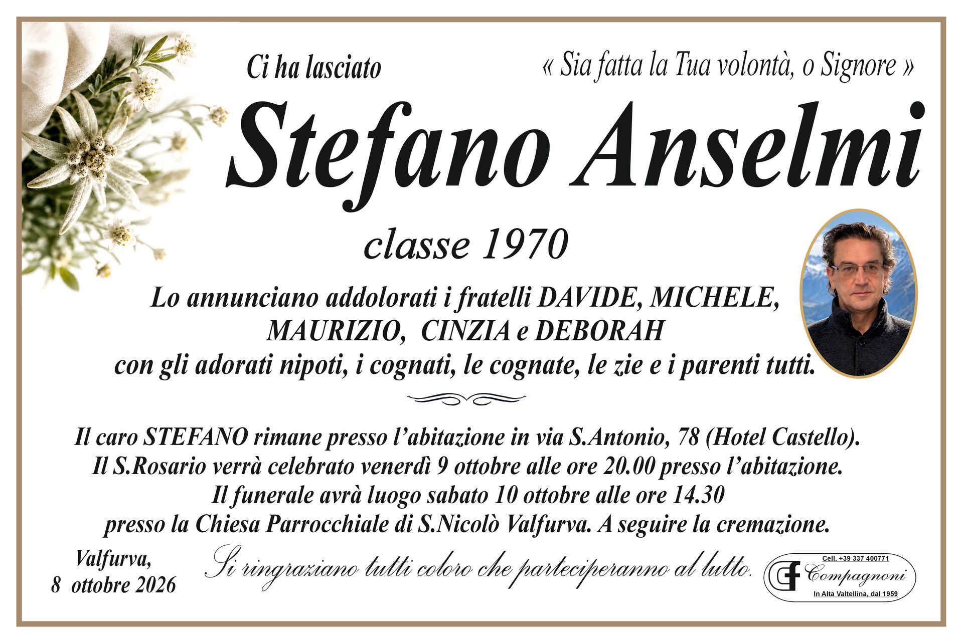 A funeral card for celina salvadori class 1927 ved sacchi